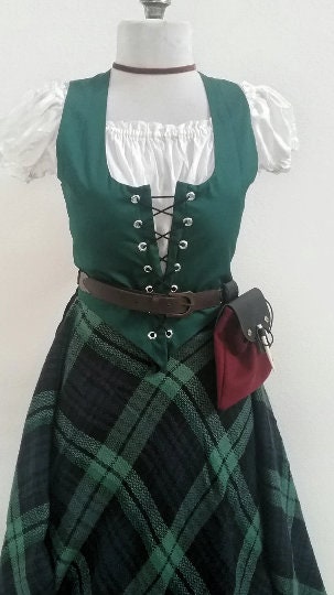 MADE CUSTOM Celtic Blackwater Ensemble Choose Chemise Bodice Skirt Tartan