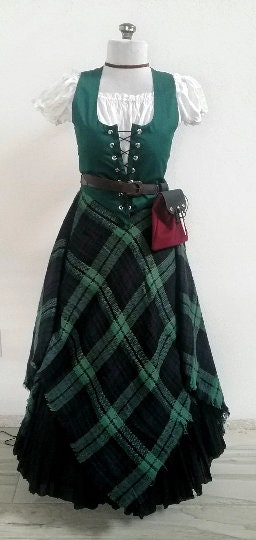 MADE CUSTOM Celtic Blackwater Ensemble Choose Chemise Bodice Skirt Tartan