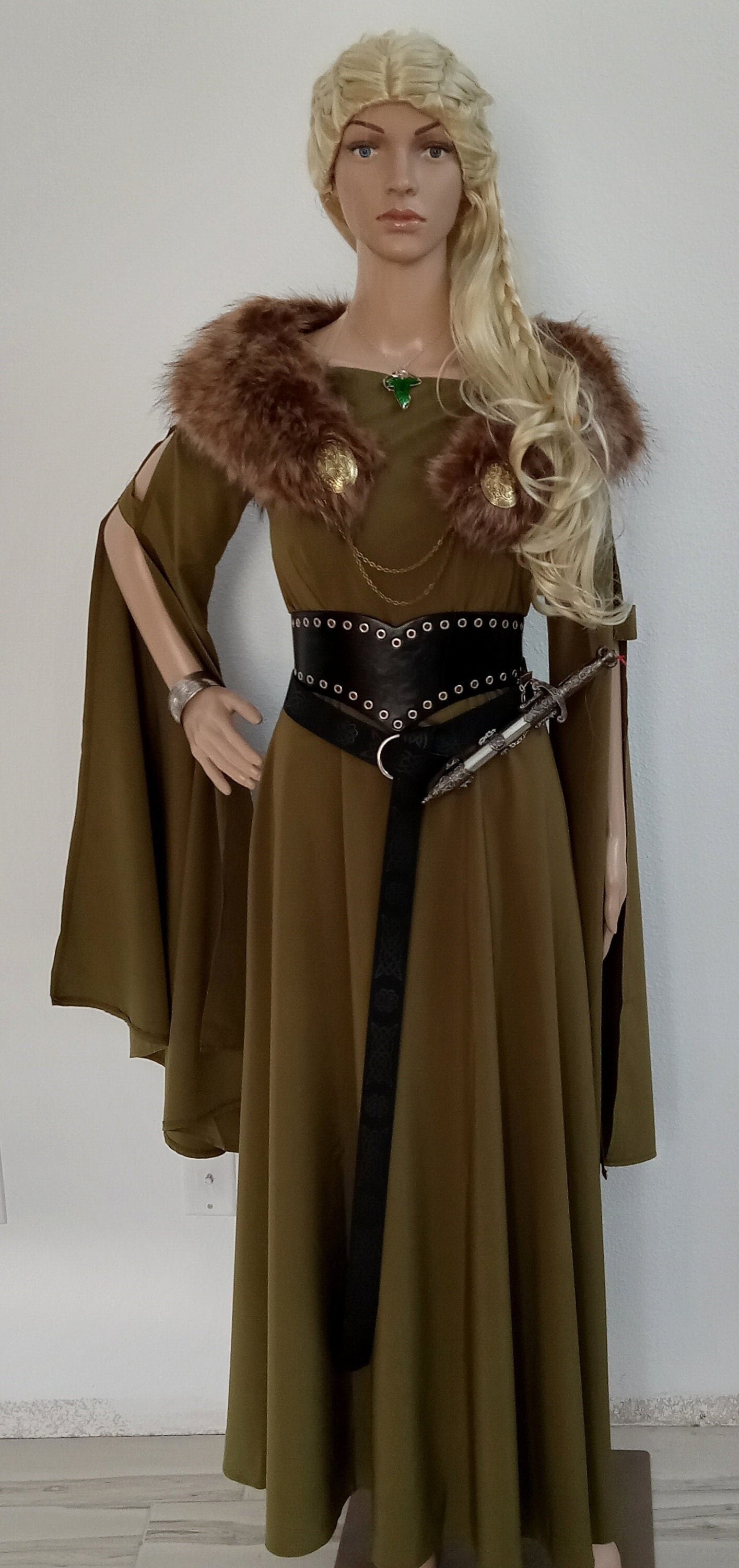 Renaissance Fairy Dress with Long Flowy sleeves Viking Celtic