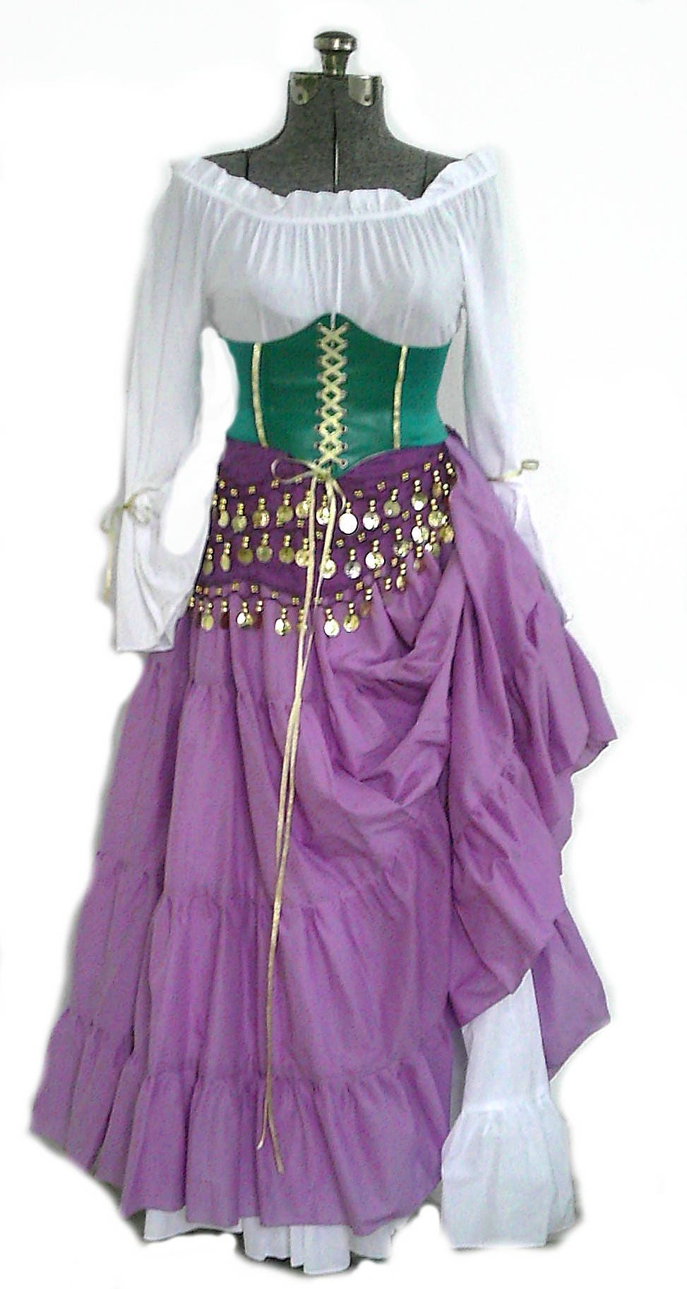 Esmeralda Inspired Costume 4 or 5 pieces Hunchback of Notre Dame Inspired Gypsy Cosplay Halloween