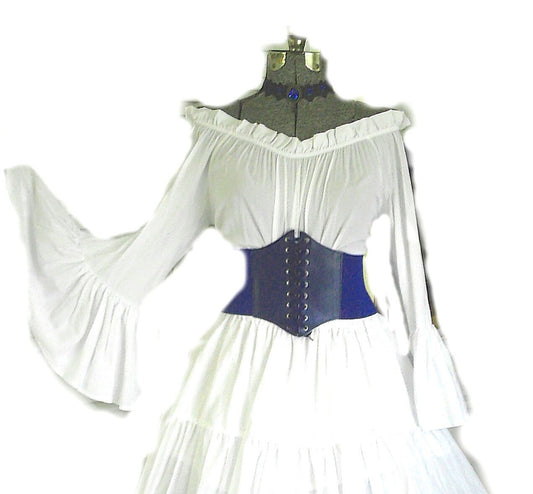 Blue Corset Belt Waist Cincher Underbust Corset Renaissance Steampunk Costume Medieval Pirate Wench S  9 Colors
