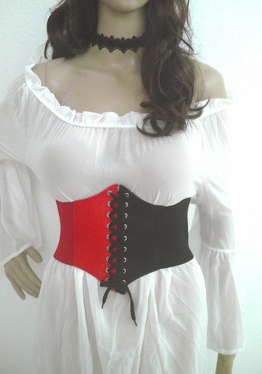 Jester Joker Corset Belt Harley Quinn Cosplay Waist Cincher Underbust Corset Steampunk Costume Medieval Pirate Wench S-L 8 Colors Halloween