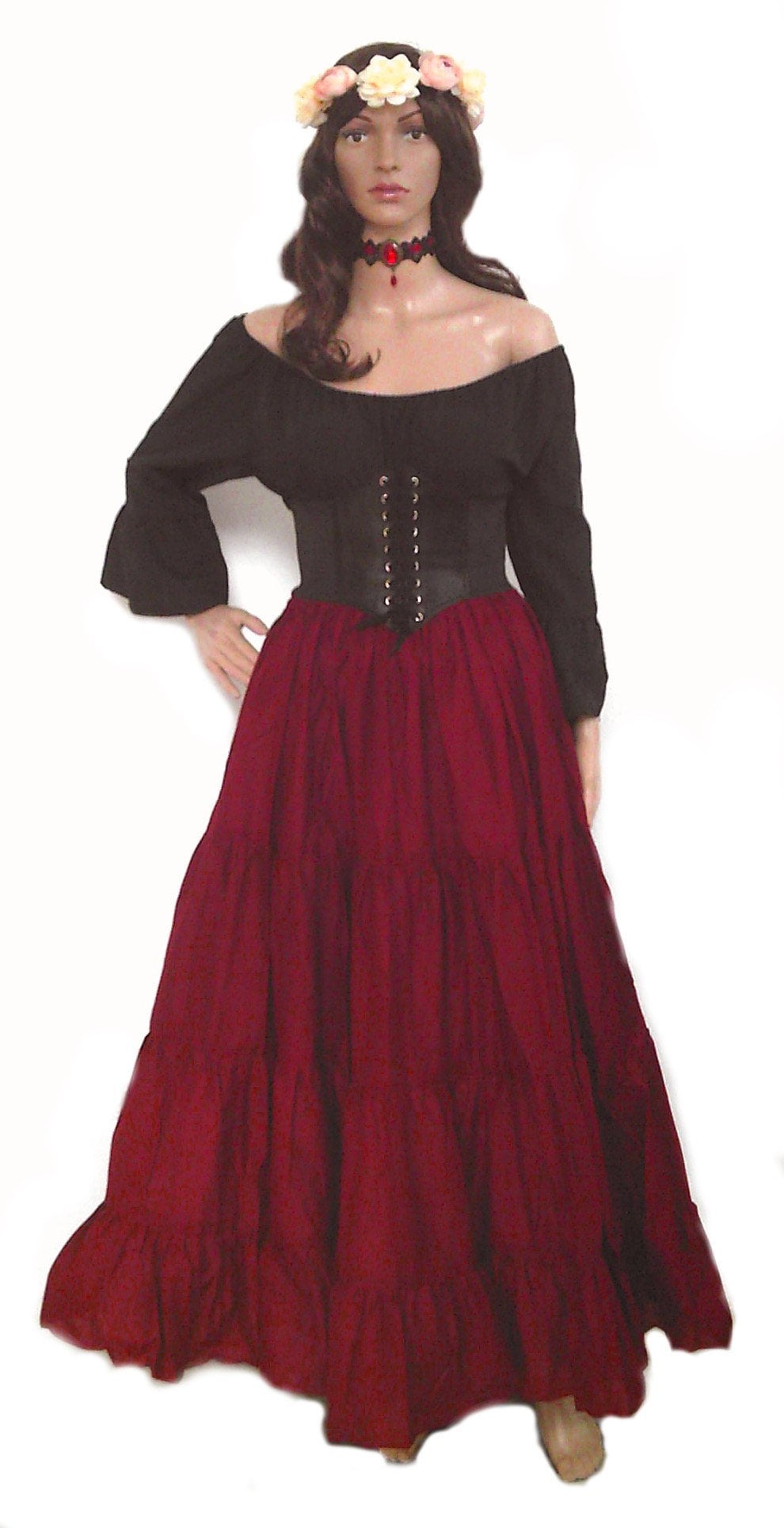 Complete Steampunk Costume 4 pieces Hi Low Skirt Choose Color 100% Cotton Hand Dyed Pirate Victorian Costume Medieval