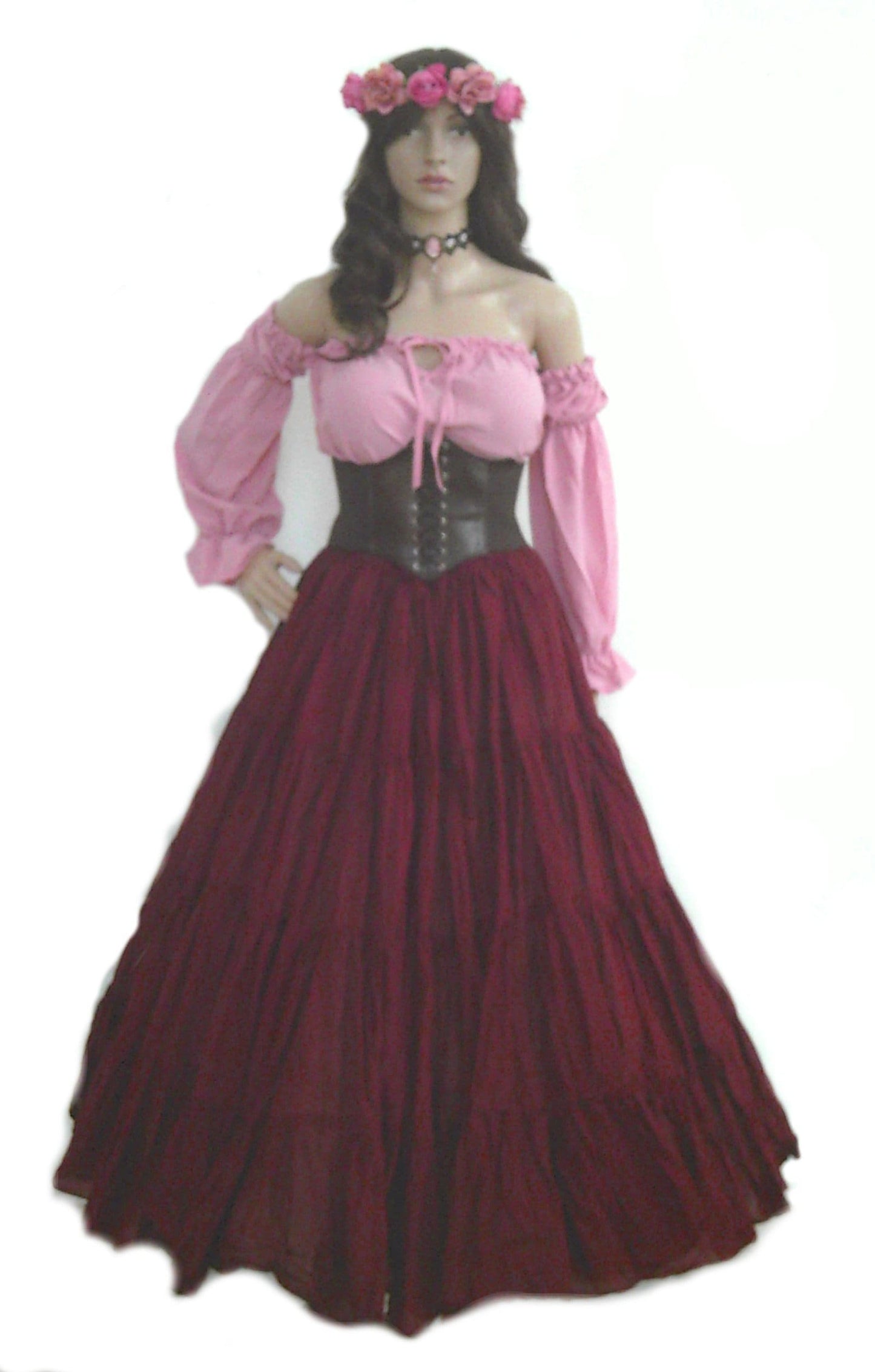 Complete Steampunk Costume 4 pieces Hi Low Skirt Choose Color 100% Cotton Hand Dyed Pirate Victorian Costume Medieval