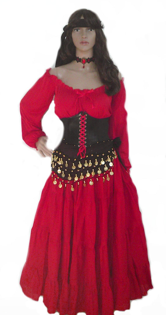PIRATE WENCH DRESS Renaissance Gypsy Fortune Teller Halloween Costume Corset Dance Burning man