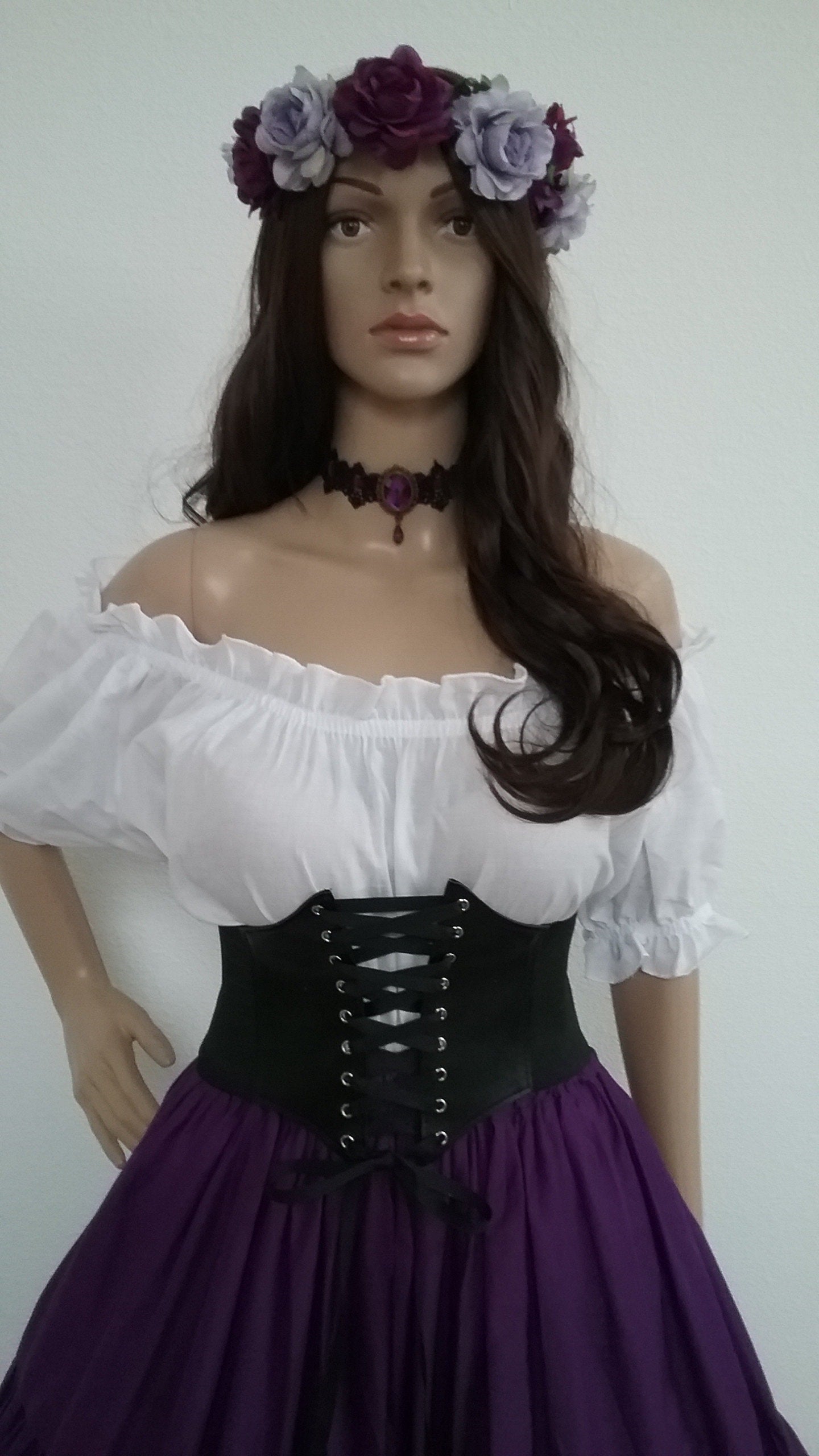 Renaissance Blouse Choose Color Steampunk BOHO Peasant Pirate Wench Cosplay Elvin Faire Festival Purple