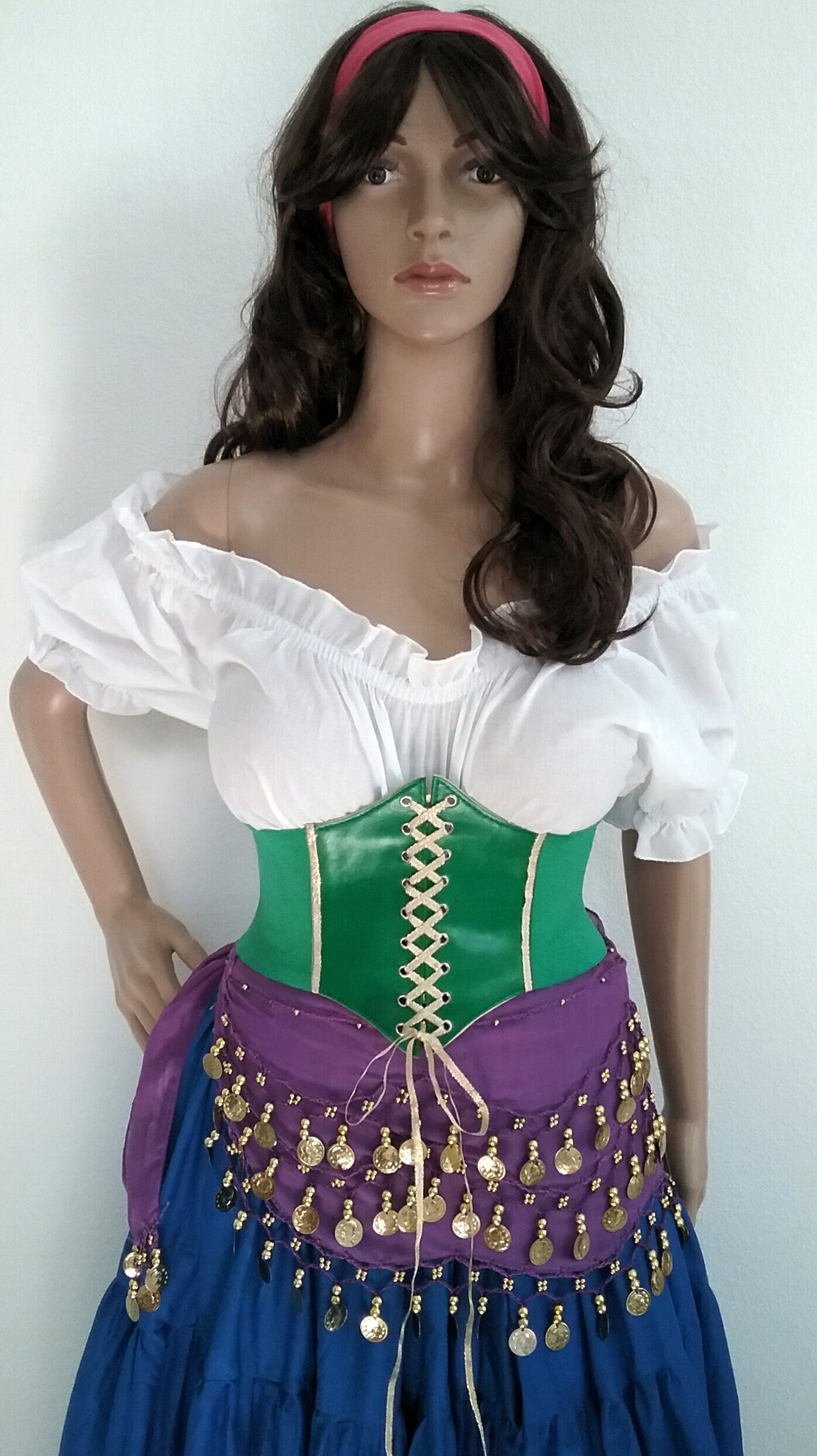 Esmeralda Inspired Costume Corset Belt Hunchback of Notre Dame Disney Costume Gypsy Cosplay Halloween Pirate GREEN Corset Only