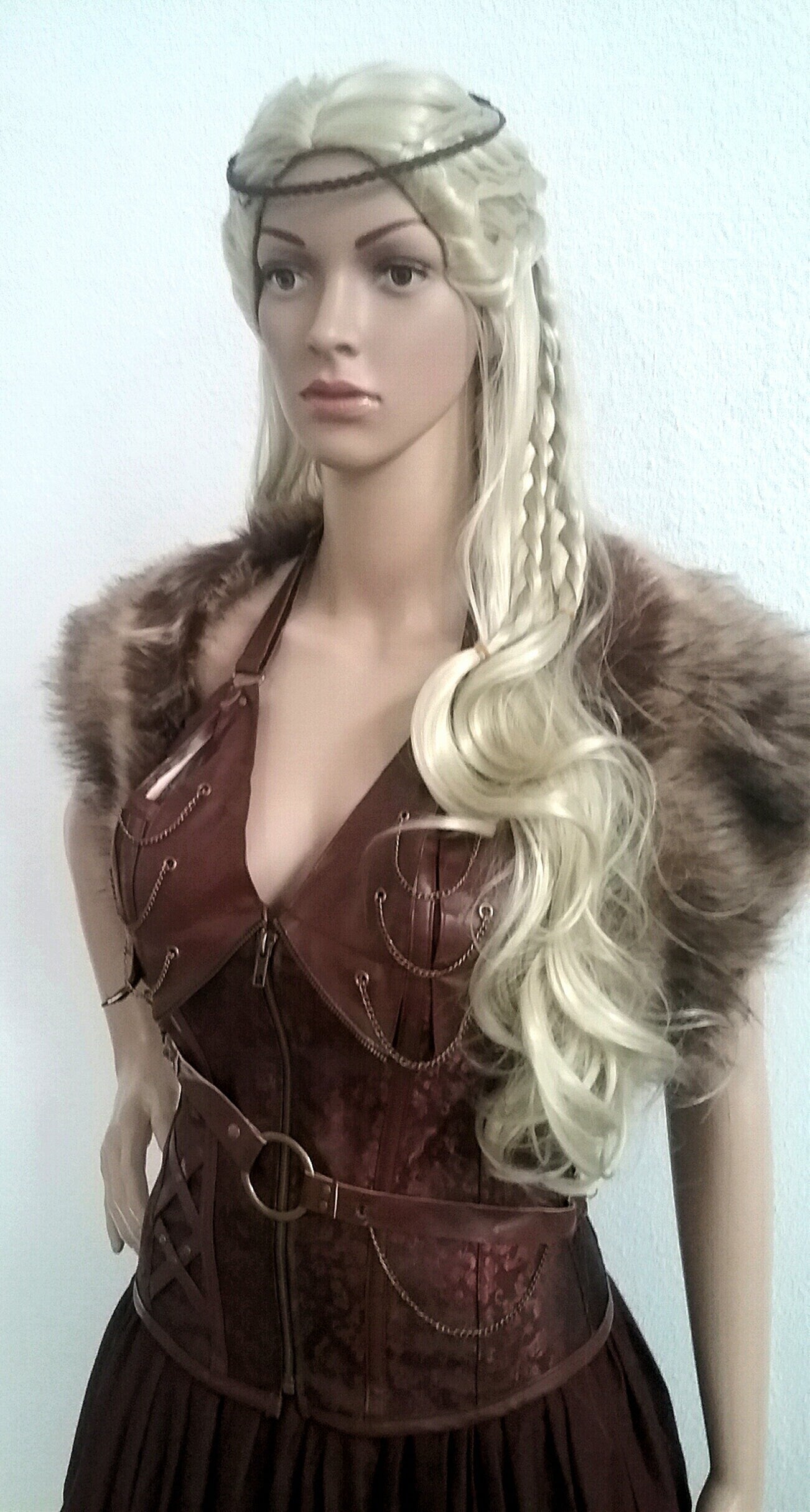 Viking Fur Cape Mantle Capelet Collar Stole Medieval Lagertha Sheilmaiden Warrior Renaissance