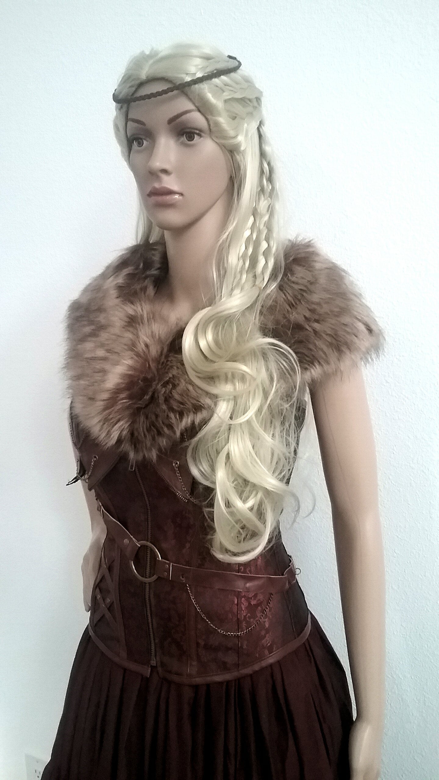 Viking Fur Cape Mantle Capelet Collar Stole Medieval Lagertha Sheilmaiden Warrior Renaissance
