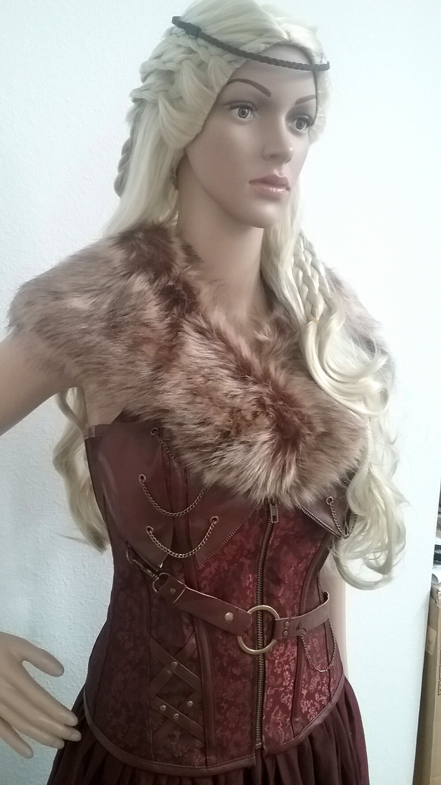 Viking Fur Cape Mantle Capelet Collar Stole Medieval Lagertha Sheilmaiden Warrior Renaissance
