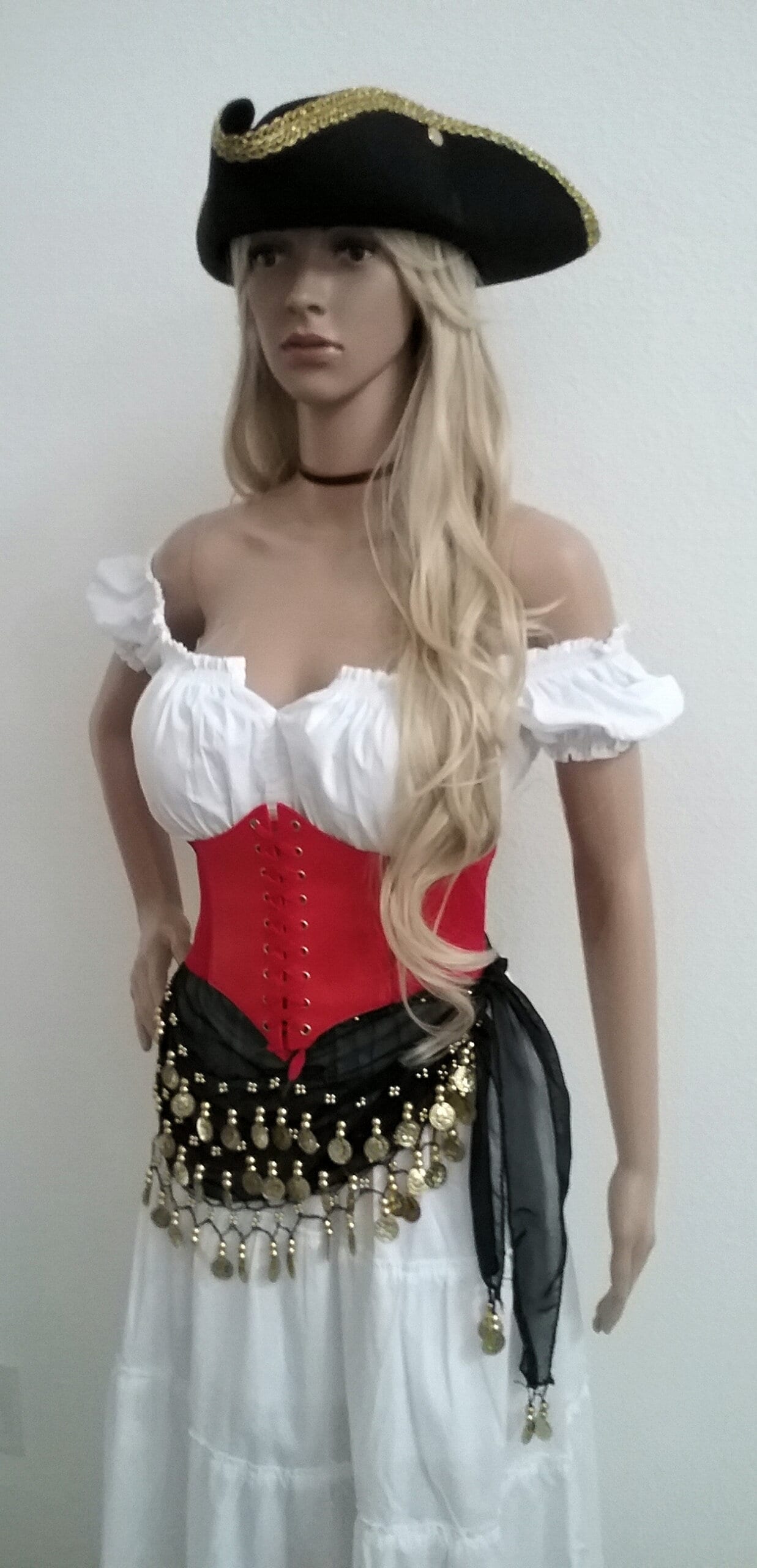 Pirate RENAISSANCE CORSET Belt Underbust Waist Cincher Steampunk Cosplay Costume Medieval RED