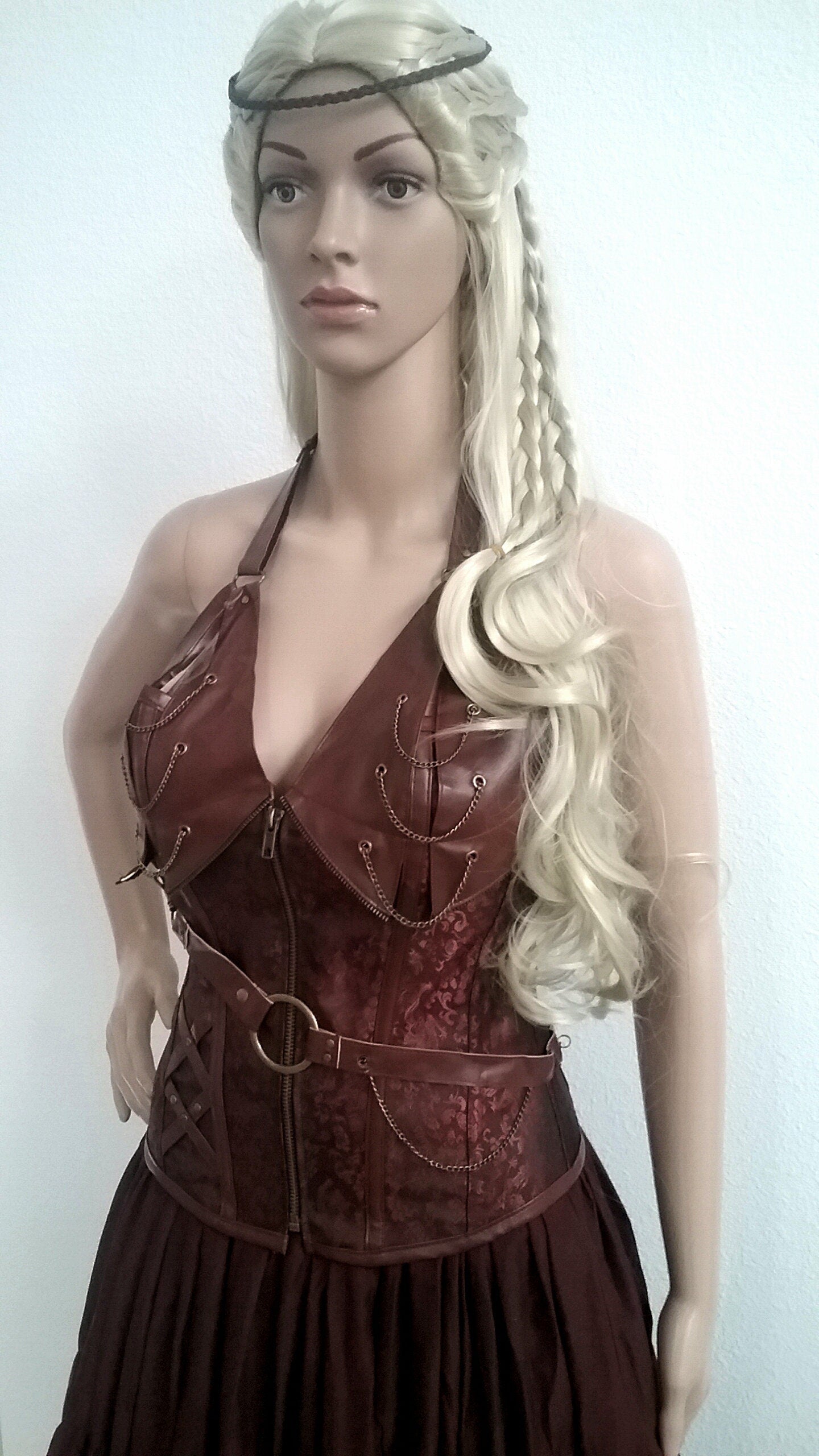 Lagertha Sheilmaiden Dress Warrior Viking Renaissance Fur Capelet Corset