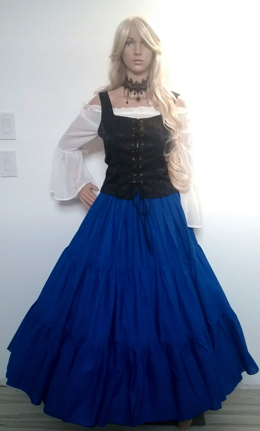 Jacquard  Renaissance Bodice with Peplum Hem Medieval Pirate Fairy Steampunk