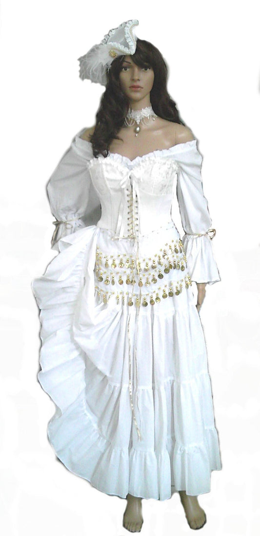 Pirate Dress Renaissance Wedding Corset Gown Steampunk Corset Costume Medieval Wench Pirate Hat Halloween