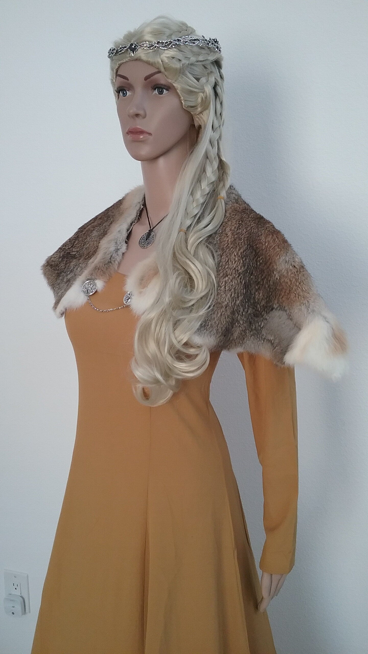 Viking Wedding ReaL Rabbit Fur Mantle Celtic Medieval Tribal Barbarian Renaissance