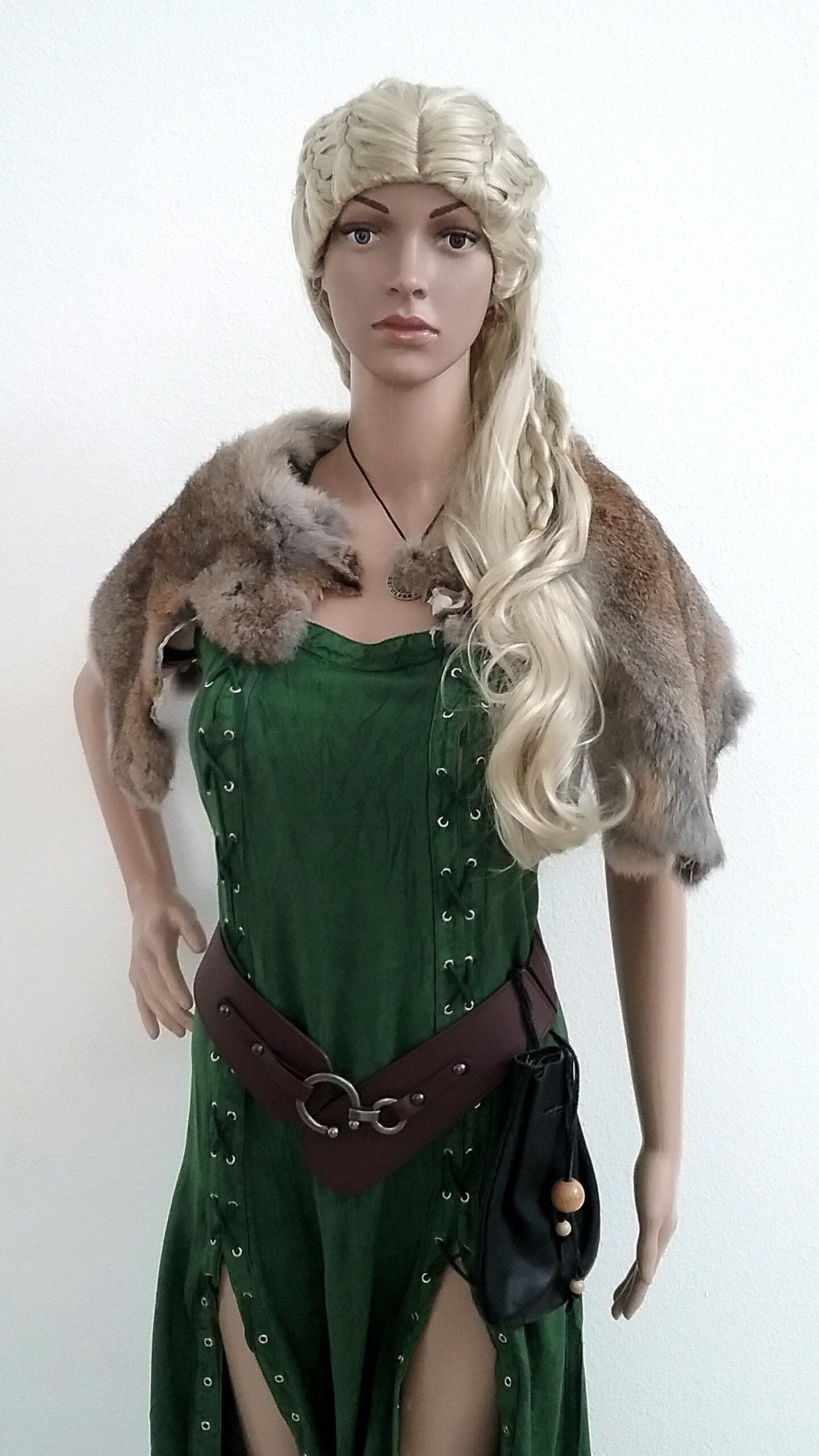 Viking Dress Design Your Style & Colors Apron Chemise Corset Dress Rabbit Fur Mantle