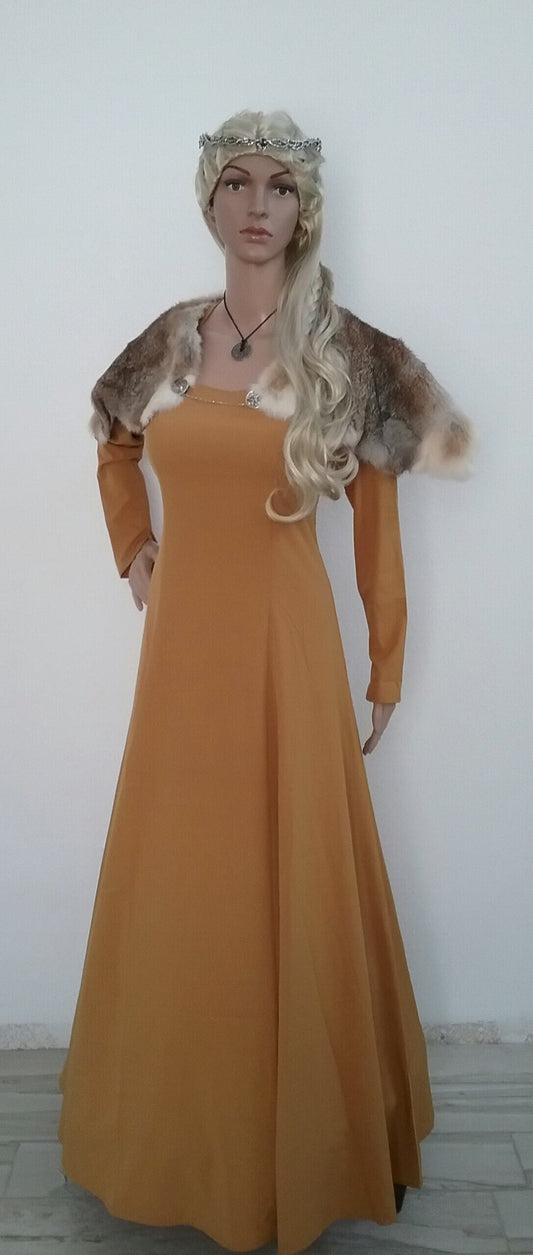 Viking Dress Real Rabbit Fur Mantle Celtic Medieval Barbarian Tribal Renaissance