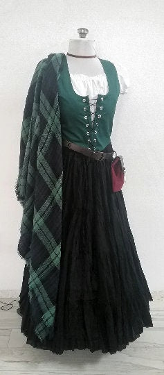 MADE CUSTOM Celtic Blackwater Ensemble  Choose Chemise Bodice Skirt Tartan