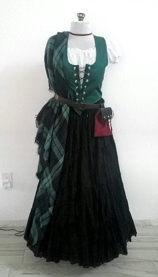MADE CUSTOM Celtic Blackwater Ensemble  Choose Chemise Bodice Skirt Tartan