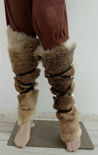 Viking Leg Wraps Rabbit Fur Barbarian Warrior